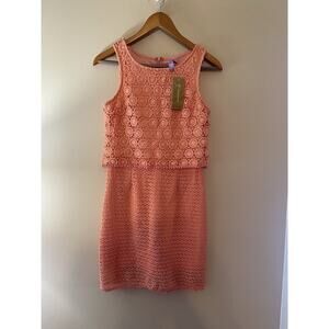 Francesca’s Alya Dress Coral Crochet Size Small NEW WITH TAGS